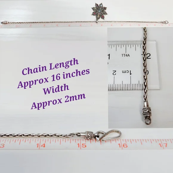 Suarti Sterling Silver Multi Stone Large Starburst or Flower Pendant Necklace - Picture 3 of 10